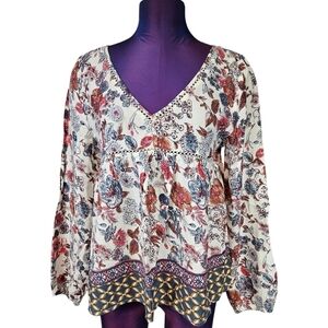 Abercrombie & Fitch Boho Floral Peasant Baby Doll Top‎ Size Small Women's C47